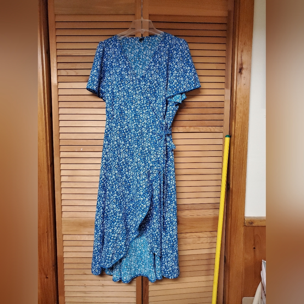 SHEIN Blue Floral High Low Dress